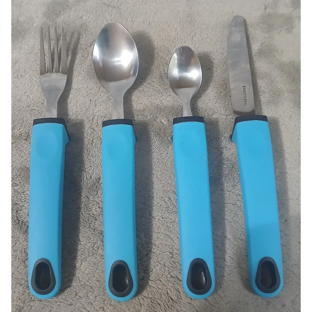 BunMo Adaptive Utensils 11pc‎ Set Weighted Non-Slip Grip Arthritis Parkinson Aid